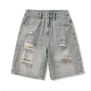 Skateboard Ripped Hole Trousers Pants Denim Shorts Men Destroyed Jeans Shorts