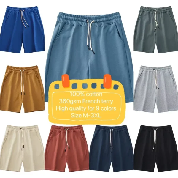 2022 Custom High Quality 360GSM Heavyweight French Terry Streetwear Unisex Shorts Blank Wholesale 100% Cotton Short Shorts Men - Image 3