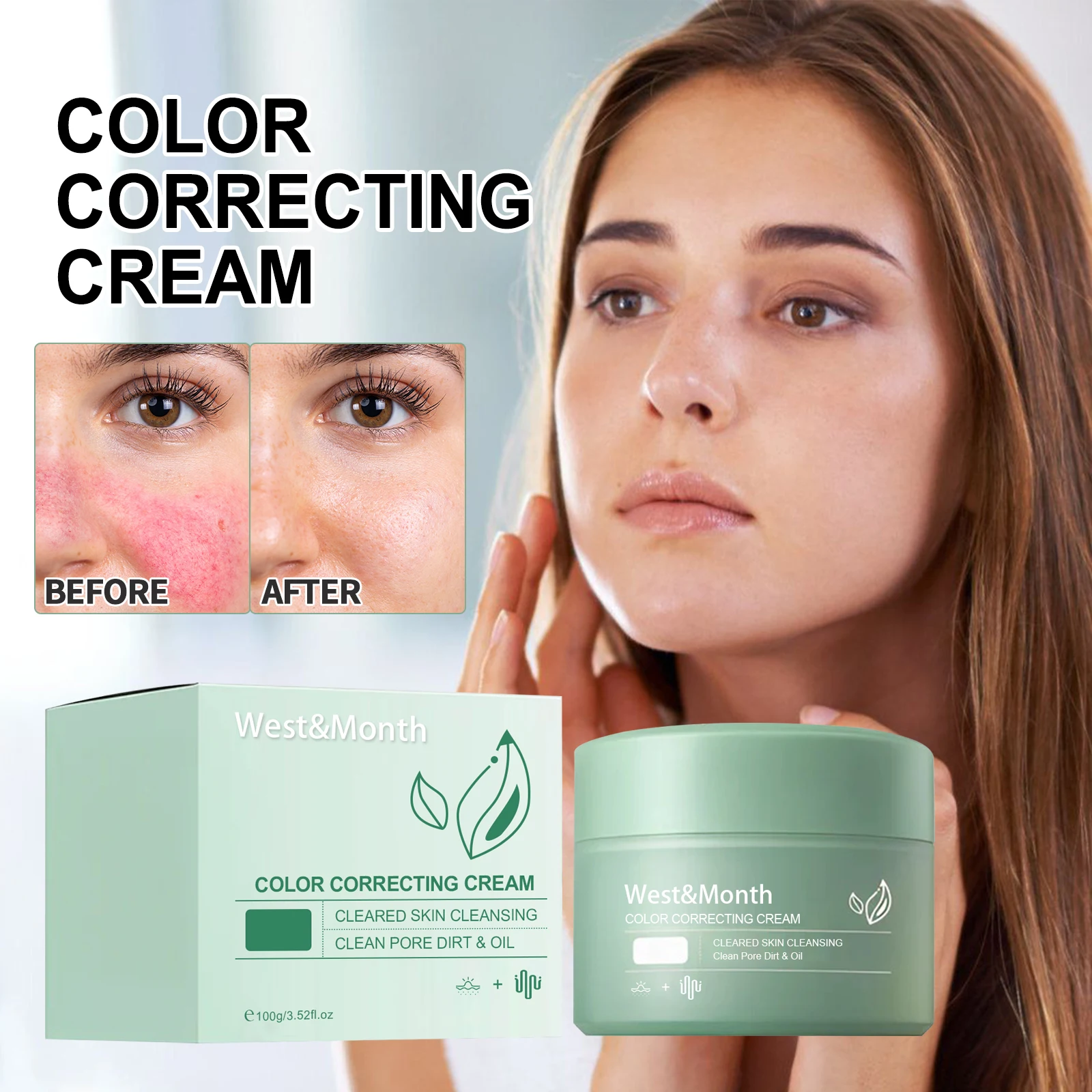 West&Month Color Correction Moisturizing Cream Sunscreen for Skin Beauty Lightens Spots and Repairs after Sun Damage - Image 2