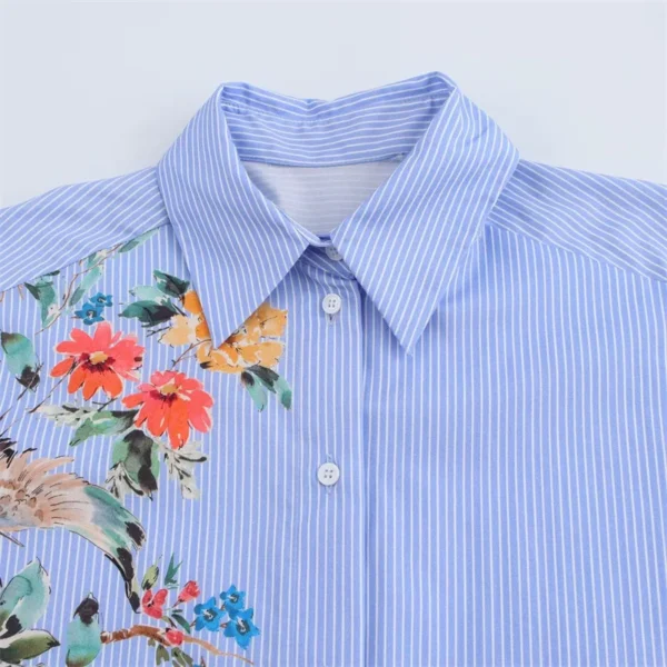 ZATRHMBM Autumn Women Shirt Tops 2024 New Casual Fashion Loose Button Floral Print Shirt Tops Elegant Ladies Shirts - Image 3