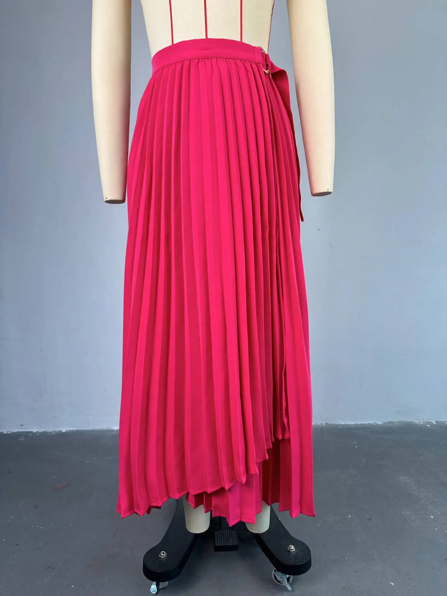 HK7517 Latest Design Summer Skirt Women High Waist Slim Lace up Irregular Mid Length A-line Pleated Skirts for Women - Image 6