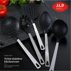 Premium 5-Piece Stainless Steel Handle Nylon Kitchen Utensil Set Non-Stick and Heat Resistant Home Kitchen Gift FCJ