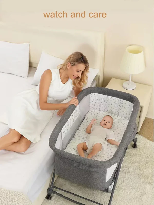 New Modal High Quality Breathable Net Design Newborn Baby Swing Cradle Bed Rocker with Universal Wheels for 0-2 Years Kids 2024 - Image 5