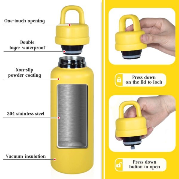 US Warehouse 26oz Double-Walled Stainless Steel Tumbler Leak-Proof One-Touch Opening Outdoor Camping Thermal Water Children - Image 4