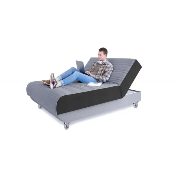 HMS Light Gray Full Adjustable Polyester Upholstered Mattress No Bed Frame Required - Image 6