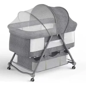 New Modal High Quality Breathable Net Design Newborn Baby Swing Cradle Bed Rocker with Universal Wheels for 0-2 Years Kids 2024