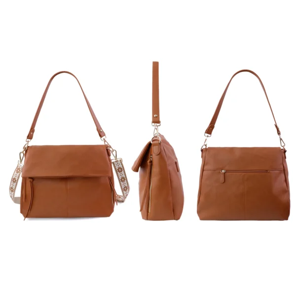 USA Warehouse Large Hobo Crossbody Bags for Women Vegan Leather Crossbody Purse Womens Shoulder Bag with Multiple Zippers - Image 5