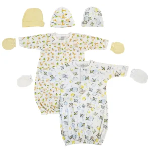 UD2 Unisex Newborn Baby 7 Piece Gown Set 100% Cotton Comfortable Baby Clothing for Winter & Autumn 2pcs Ins Style