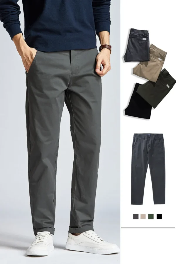 2022 Most Popular Straight Casual Cotton Solid Color Chino Men Pants - Image 6