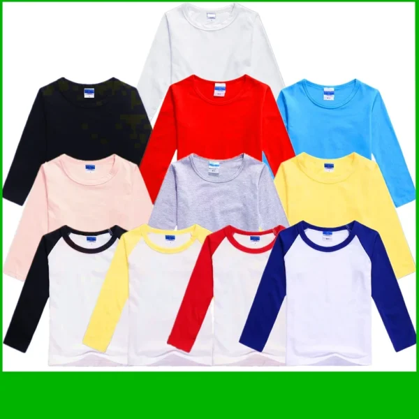 Customized Baby Boys T-Shirts Long Sleeve Solid Print Children Tees Shirt Autumn 100% Cotton LOGO Girl Tops Personalized T Shirt - Image 2