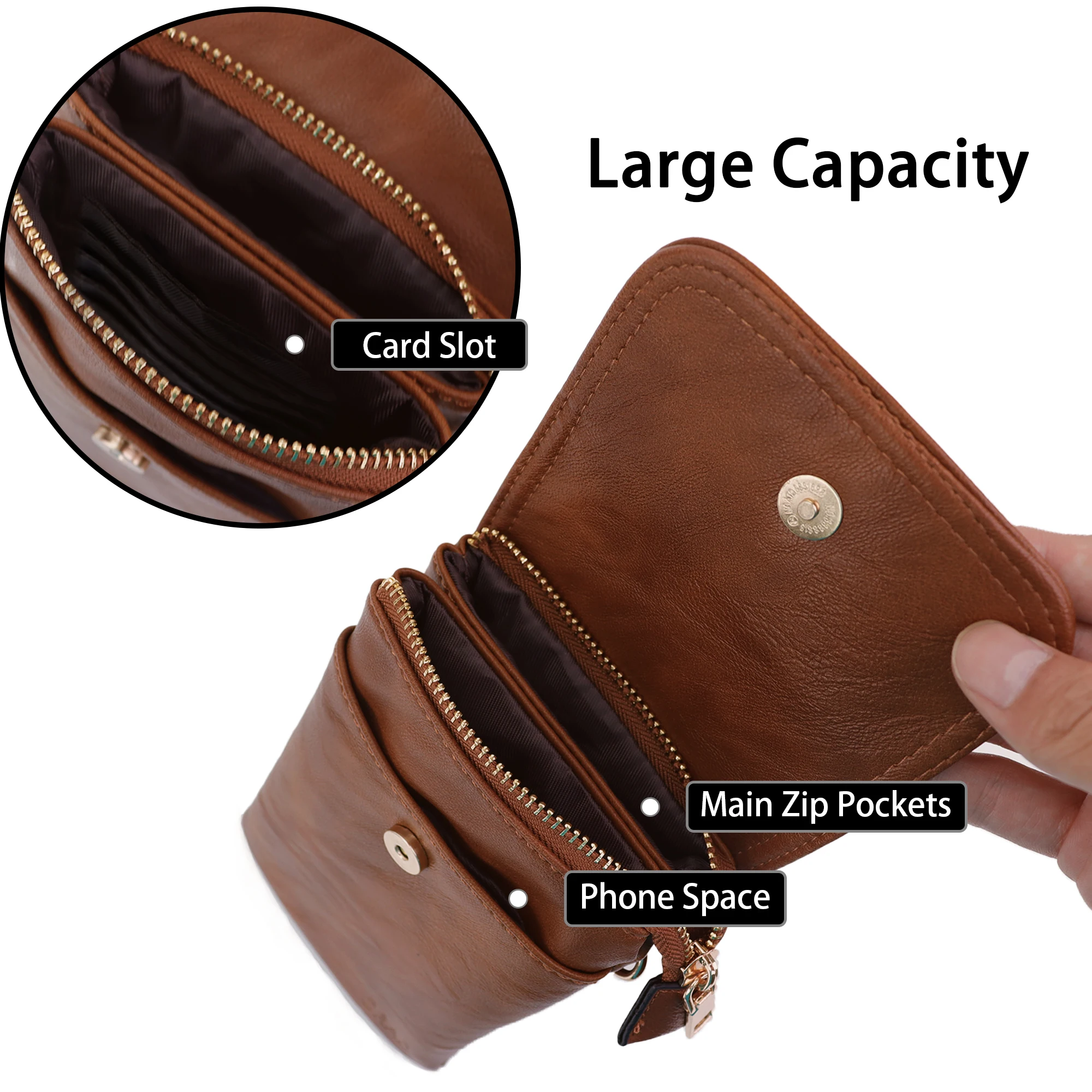 Small Crossbody Bags for Women Leather Cell Phone Bag Wallet Purses Adjustable Strap with Credit Card Slots Crossbody Purses - Image 6