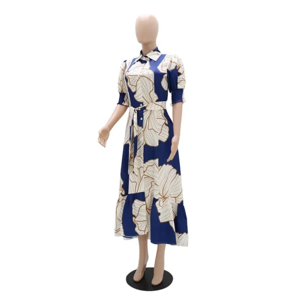 Y10356 Latest Design Summer Shirt Dresses Women Casual Irregular High Waist Cardigan Printed Long Dress Women Maxi Dress - Image 6