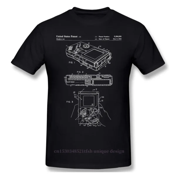 Game Boy Patent Gameboy T-Shirt Men Top Quality  Short Summer Sleeve Russian Games Online Casual Shirt Loose - Image 7