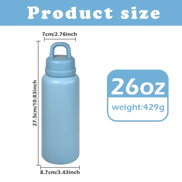 US Warehouse 26oz Stainless Steel Tumbler Leak-Proof Outdoor Camping Thermal Water Bottle Handle Hot Cold Thermal 800ml - Image 2
