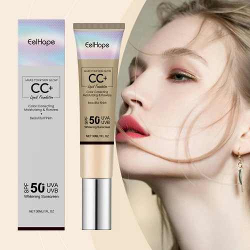 Eelhope Face Cc Natural Concealer Long-Lasting Moisturizing And Brightening Outdoor Protective Toner Cream