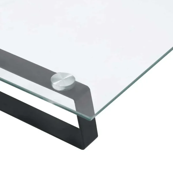 W2B VidaXL Monitor Stand Black Tempered Glass and Metal 15.7"x7.9"x3.1" Laptop Stand - Image 5