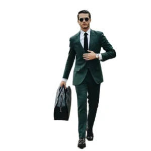 Suit Men Dark Hunter Green Casual Single Breasted Prom for Wedding Tuxedos Groom Suit for Men Slim Fit 2 Pieces Mens Suits