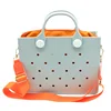 Perforated Colorful Reusable EVA Handbag Pink Women's Large Tote Bags for Women & Girl with Shoulder Strap for Beach & College - Image 7