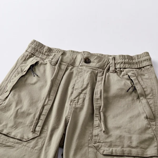 Man Bermuda 2024 Summer Elastic Waist Midi Length Cotton Spandex Cargo Shorts Men Casual Streetwear Overall  Workout Short Pants - Image 4