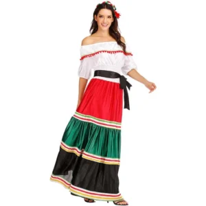 Traditional Folk Mexican Dress Women Halloween Costume Mexico Carnival Party Family Dance Fancy Dress TRAD-003-1