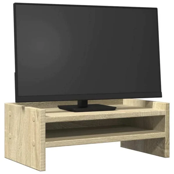 W2B VidaXL Sonoma Oak 16.5x9.4x6.3' Monitor Stand Engineered Wood Laptop Stand - Image 2