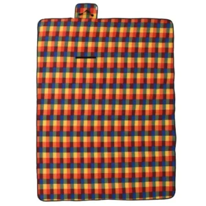 VidaXL W2B Durable Outdoor Multicolor Plaid Picnic Blanket 78.7"x59.1" Velvet Foldable Oxford Inflatable Dampproof Mattress