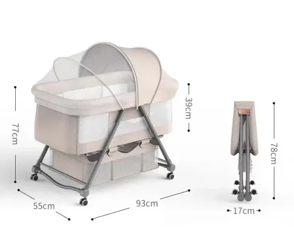 New Modal High Quality Breathable Net Design Newborn Baby Swing Cradle Bed Rocker with Universal Wheels for 0-2 Years Kids 2024 - Image 6