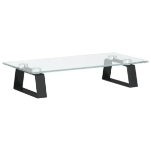 W2B VidaXL Monitor Stand Black Tempered Glass and Metal 15.7"x7.9"x3.1" Laptop Stand