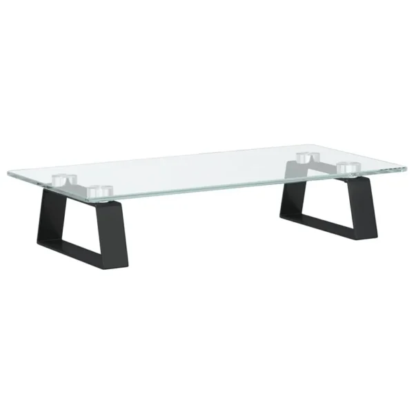 W2B VidaXL Monitor Stand Black Tempered Glass and Metal 15.7"x7.9"x3.1" Laptop Stand