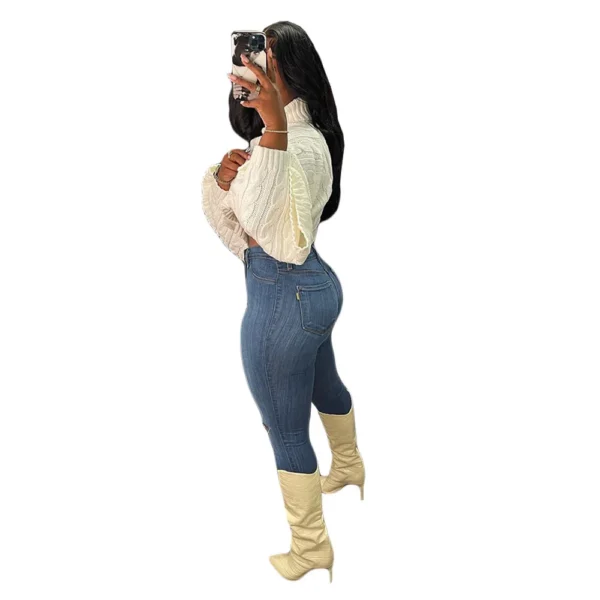 Autumn Winter Casual Women Sweater Solid Color Turtleneck Crop Top Knitted Pullover Sweater Women Casual Top - Image 6