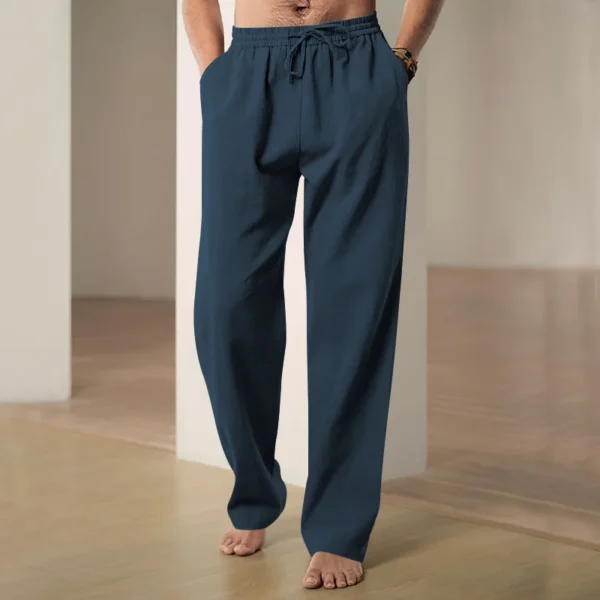 Men Pants Fashion Soft Drawstring Straight Pants Elastic Waist Casual Trousers Breathable Solid Color Jogging Pant - Image 3