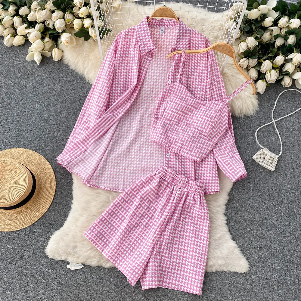 Hot Selling Women Shirt Design 3 Pieces Set ANSZKTN Girl Long Puff Sleeve Tops and Shorts Set - Image 4