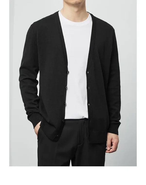2024 Fashion Men's Knitted Cardigan Rib HemThick Sweater With Button Long Sleeve Custom Logo Oversize Knit Cardigan Sweater Men - Image 6