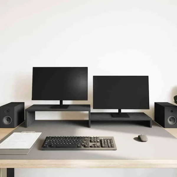 W2B VidaXL Black Oak 21.3x8.7x5.9'' Monitor Stand Engineered Wood Laptop Stand - Image 2