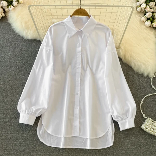 Women Shirt Woman ANSZNTK Spring Autumn ANSZKTN Loose Long-Sleeved Asymmetric Blouse Shirt - Image 5
