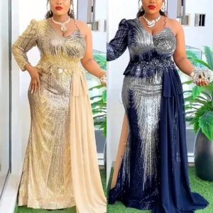 Luxury Gowns for Women Evening Dresses Off Shoulder Long Sleeve Gradient Sequin Long Dress Women Christmas Party Dresses