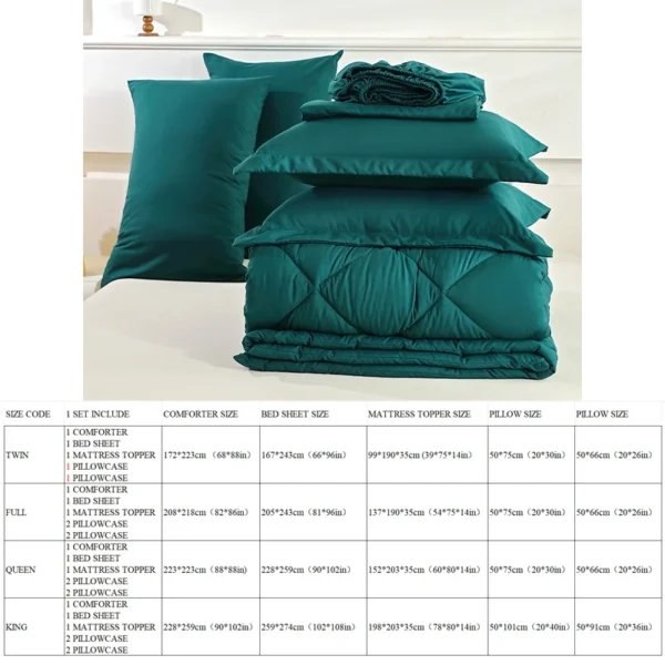 7-Piece Mattress Topper Comforter and Pillowcases Flat Sheet Set Premium Bedding for Comfort and Relaxation - Image 2