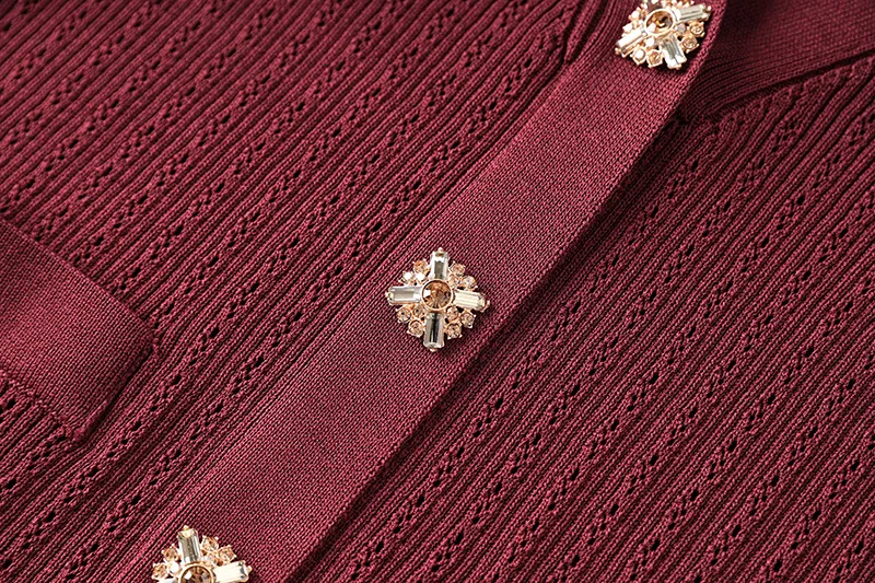 Lady Spring New Arrival V-neck Long Sleeve Single-breasted Ruffles Cardigan Midi Skirt Women Solid Knit Twin Sets - Image 5