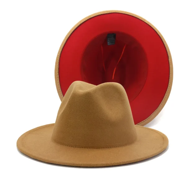 Fedora Hats Women Wholesale 2022 New Designer Fadora Hat Womens Wool Wide Brim Fedora 2 Two Tone Hats Men and Women - Image 5