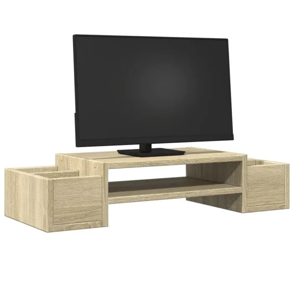 VidaXL W2B Sonoma Oak Monitor Stand with Storage 27.6x10.6x5.9'' Engineered Wood Laptop Stand - Image 2