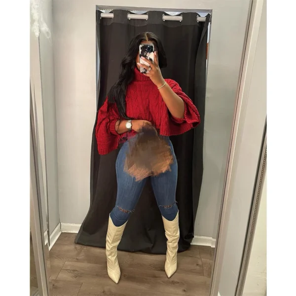 Autumn Winter Casual Women Sweater Solid Color Turtleneck Crop Top Knitted Pullover Sweater Women Casual Top - Image 4