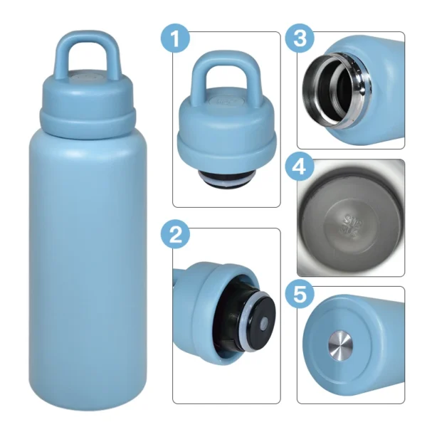 US Warehouse 26oz Stainless Steel Tumbler Leak-Proof Outdoor Camping Thermal Water Bottle Handle Hot Cold Thermal 800ml - Image 3