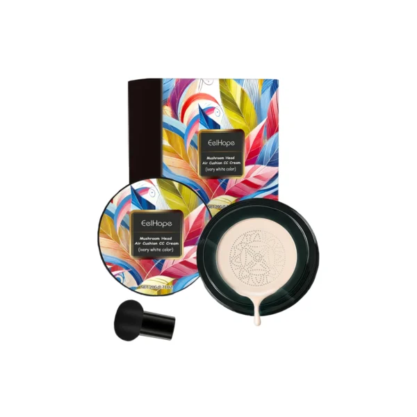 Eelhope Mushroom Head Air Cushion Easy Application Natural Concealer Moisturizing BB & CC Cream for Pore-Clogging Makeup - Image 2