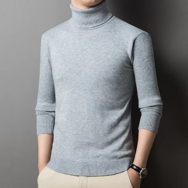 Custom logo White Cashmere Turtleneck High Neck Turtle Neck Sweater Men Winter Plus Size Men's Wool Knitted Sweaters - Image 2