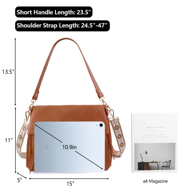 USA Delivery Large Hobo Crossbody Bags for Women Vegan Leather Crossbody Purse Womens Shoulder Bag with Multiple Zippers - Image 4