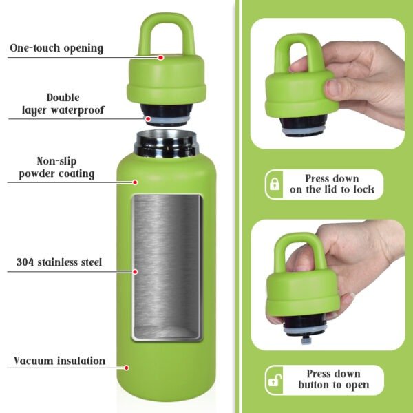 26oz Double-Walled Stainless Steel Tumbler US Warehouse Leak-Proof One-Touch Opening for Outdoor Camping Thermal Water Bottle - Image 4
