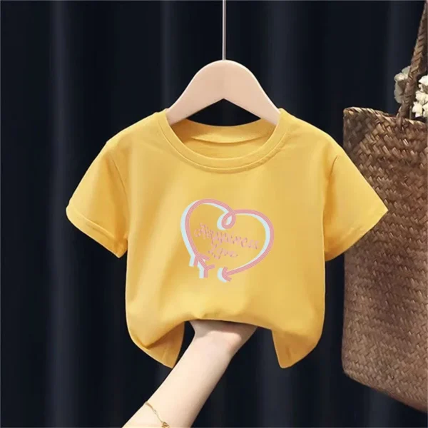 New Summer Tops for Children, Round-neck Short-sleeved Base Shirts for Both Boys and Girls Kids Clothes - Image 5