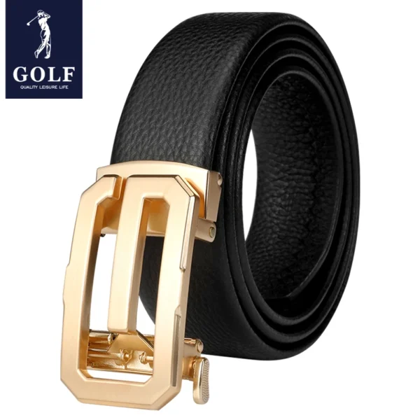 GOLF Men Belts Real Leather Black Man Belt Automatic Buckle 130cm Fashion Mens Trousers Belt Waist 110 120cm Mens Gifts with Box
