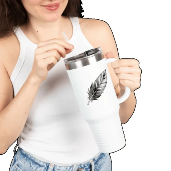 Tumbler for New York Commuters Stainless Steel Feather Insulated Travel Mug - Image 6