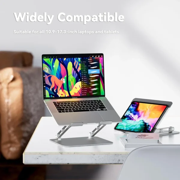 Minisopuru Laptop Stand for Desk Foldable Aluminum Laptop Holder for MacBook Pro/Air Dell XPS HP 10.9-17.3 inch Laptop Riser - Image 5